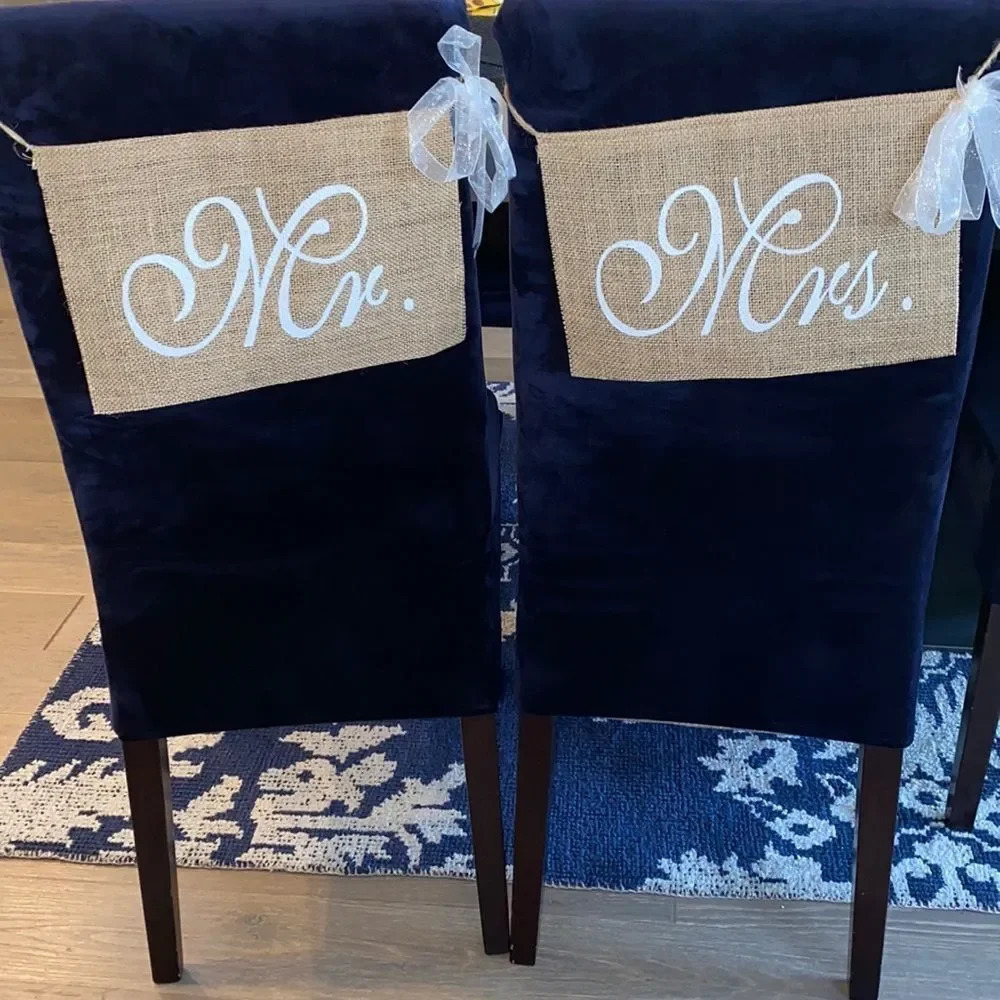 MR. & Mrs. Wedding Burlap signs.Set of 2
